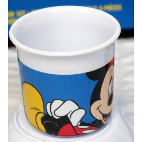 Vtg 90s Disney Dinner Set Color Block Mickey Plate Bowl Cup Fork Spoon Melamine - Picture 5 of 14